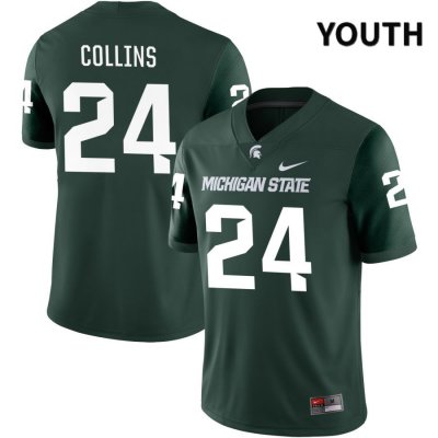 Youth Michigan State Spartans NCAA #24 Elijah Collins Green NIL 2022 Authentic Nike Stitched College Football Jersey DB32B45OJ